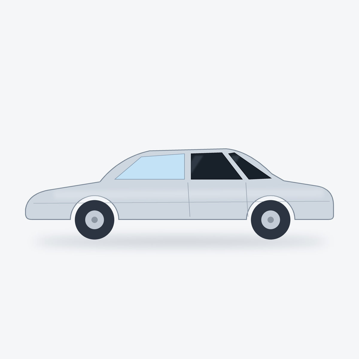 Illustration: Precut Back Car Tint Kit covers the back side windows and rear windshield (tinted windows shown dark)