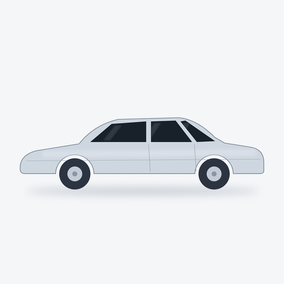 Illustration: Precut Complete Car Tint Kit covers all windows except the windshield (tinted windows shown dark)