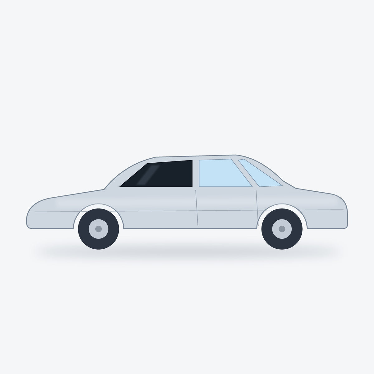 Illustration: Precut Front Car Tint Kit covers the front side windows (tinted windows shown dark)