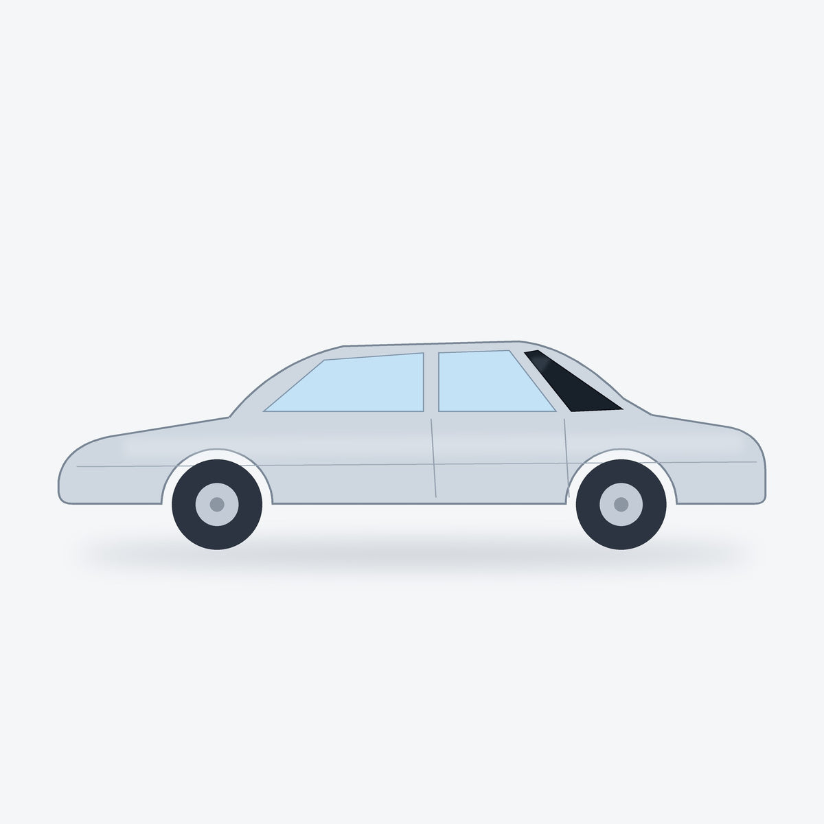 Illustration: Precut Rear Windshield Tint Kit covers the rear windshield (tinted windows shown dark)