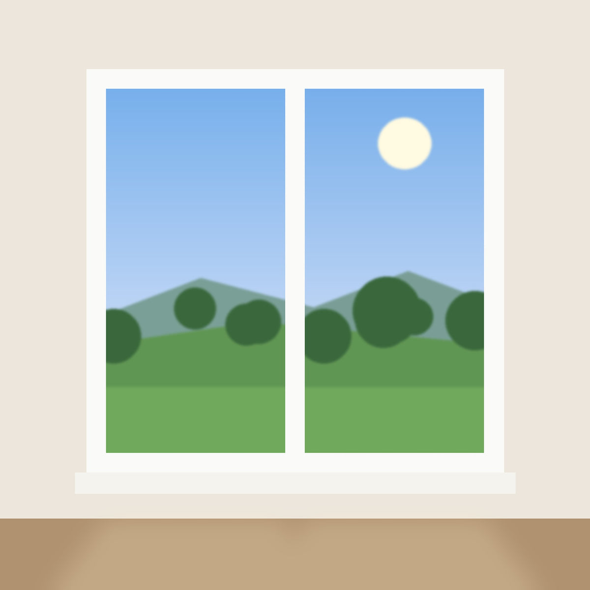 Illustration: SnapTint Clear UV Block (UV Clear) on the left pane of a window, clear glass on the right